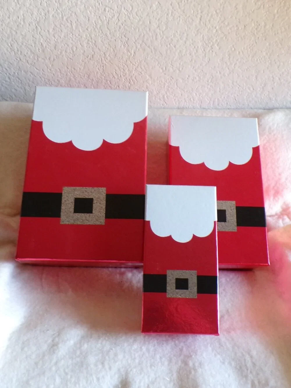3 Santa Clause Gift Boxes Decor New Suit Belt Beard